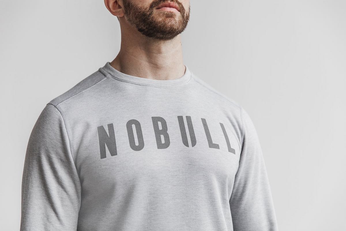 Nobull Crew Men's Sweatshirts Light Grey | Australia (WR7109)